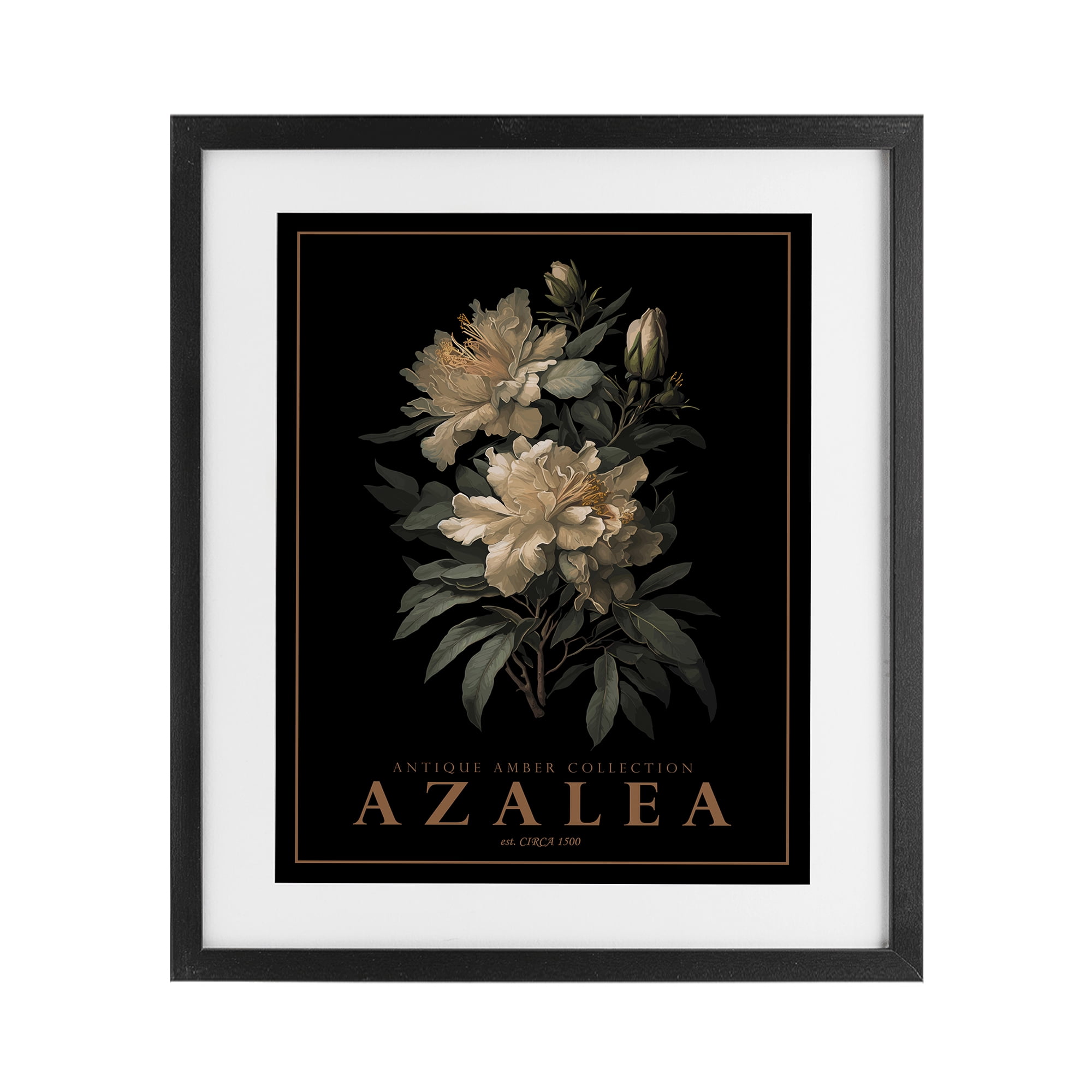 Stupell Industries Antique Azalea Bushel Black Framed Print Under Glass, design by Christopher Giampietro