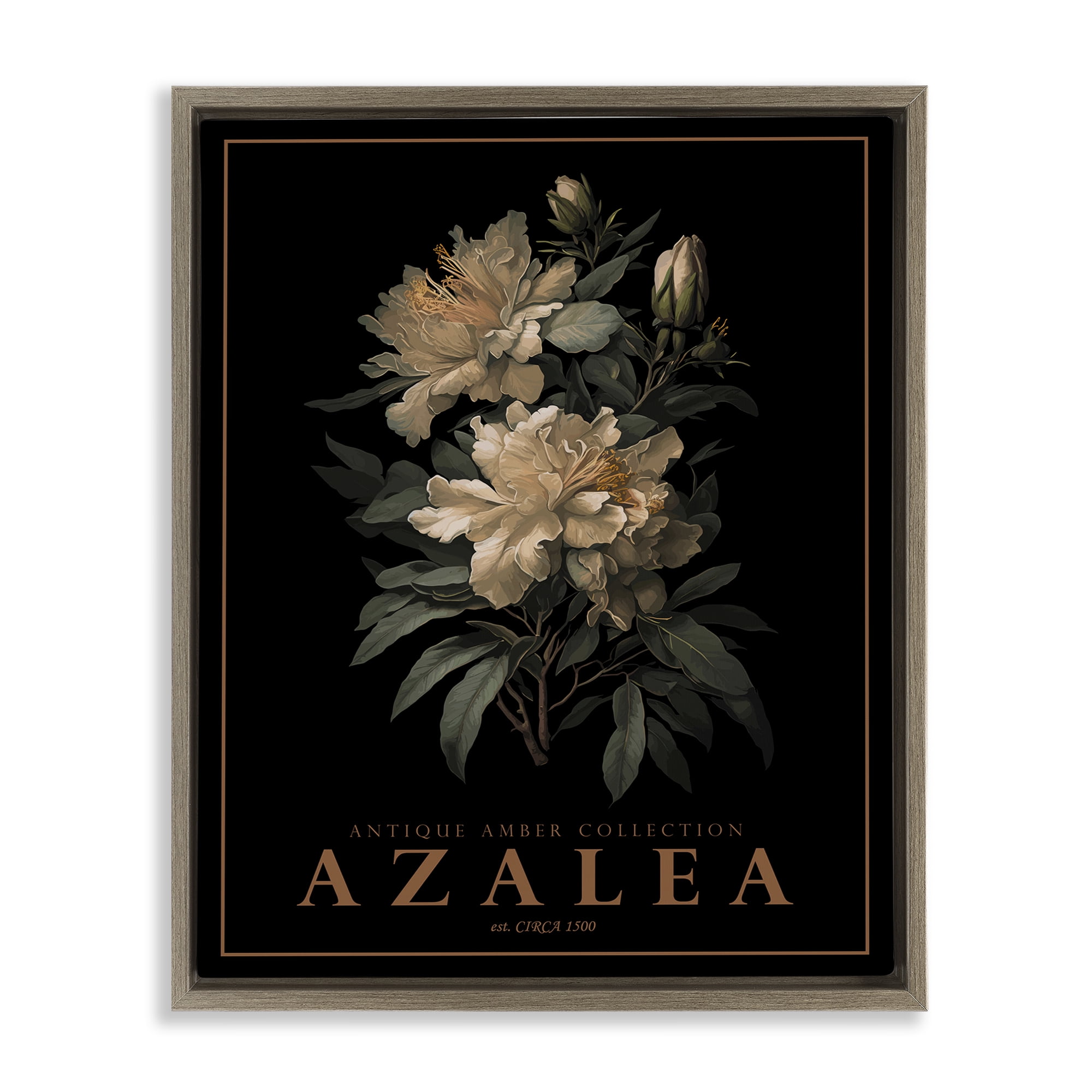 Stupell Industries Antique Azalea Bushel Brown Framed Floater Canvas Wall Art, design by Christopher Giampietro