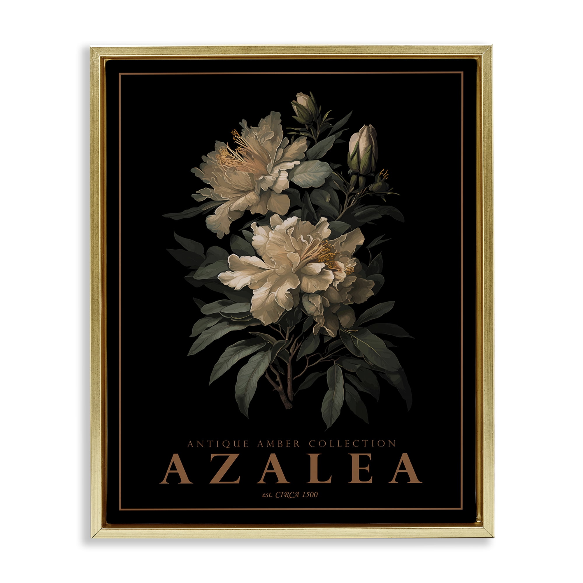 Stupell Industries Antique Azalea Bushel Gold Framed Floater Canvas Wall Art, design by Christopher Giampietro