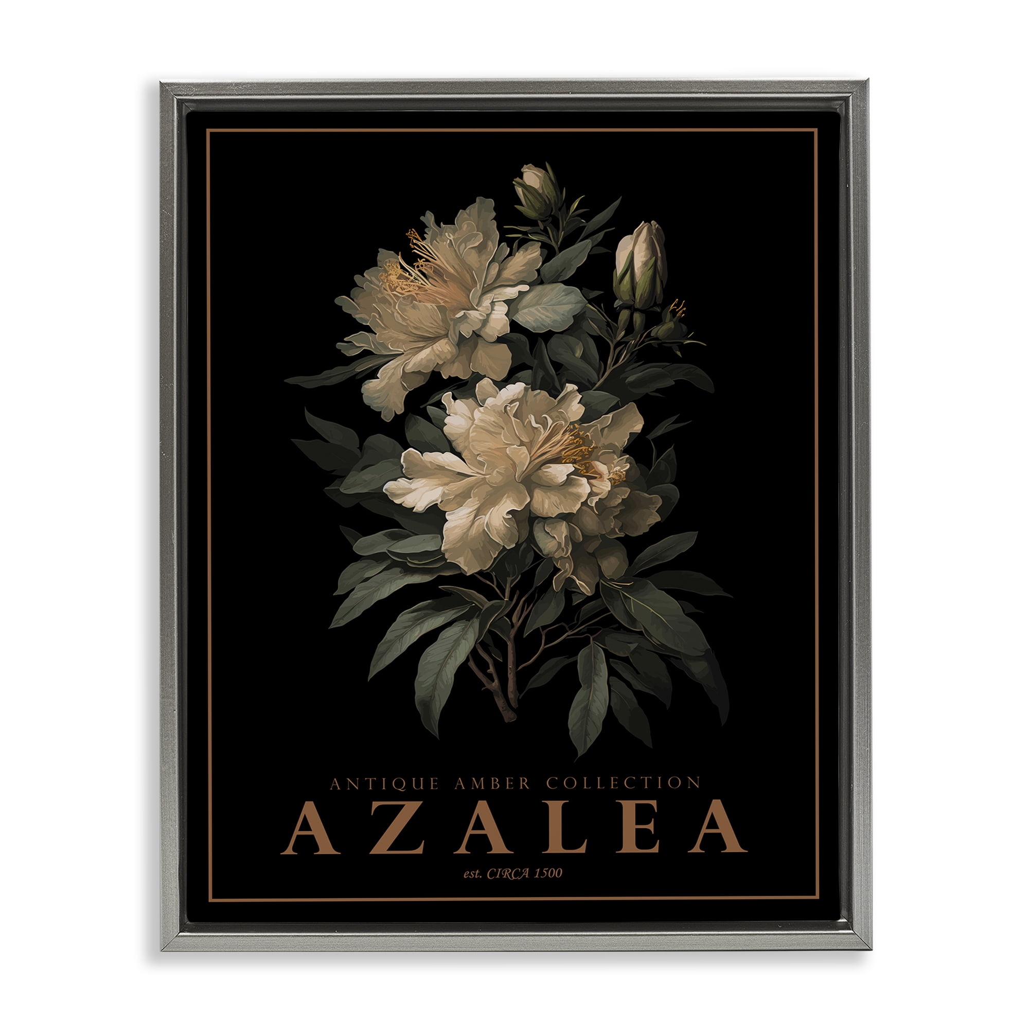 Stupell Industries Antique Azalea Bushel Gray Framed Floater Canvas Wall Art, design by Christopher Giampietro