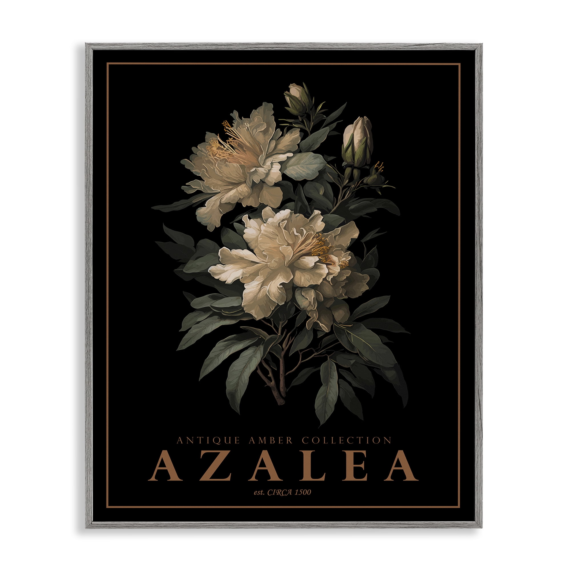 Stupell Industries Antique Azalea Bushel Gray Framed Giclee Art, design by Christopher Giampietro