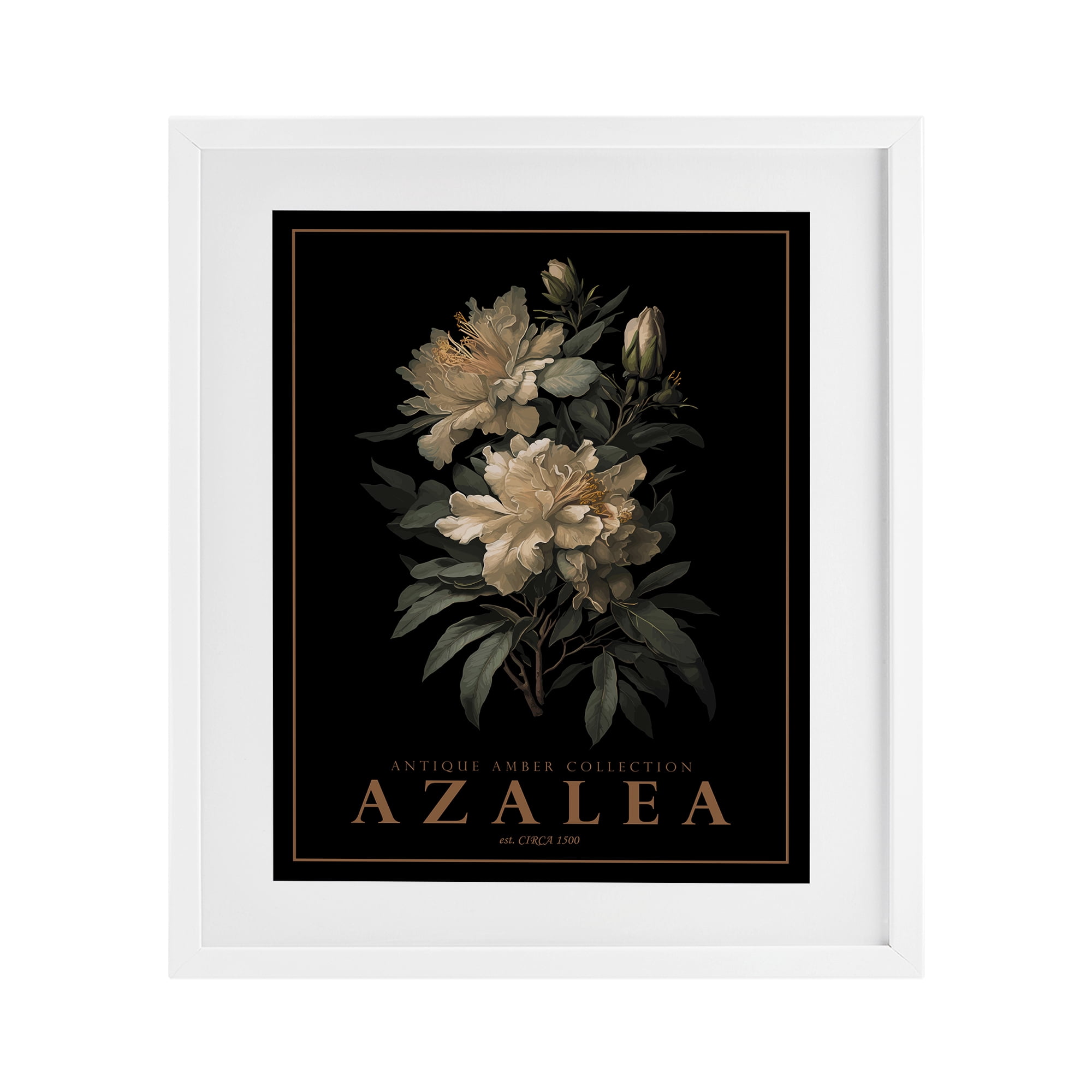 Stupell Industries Antique Azalea Bushel White Framed Print Under Glass, design by Christopher Giampietro