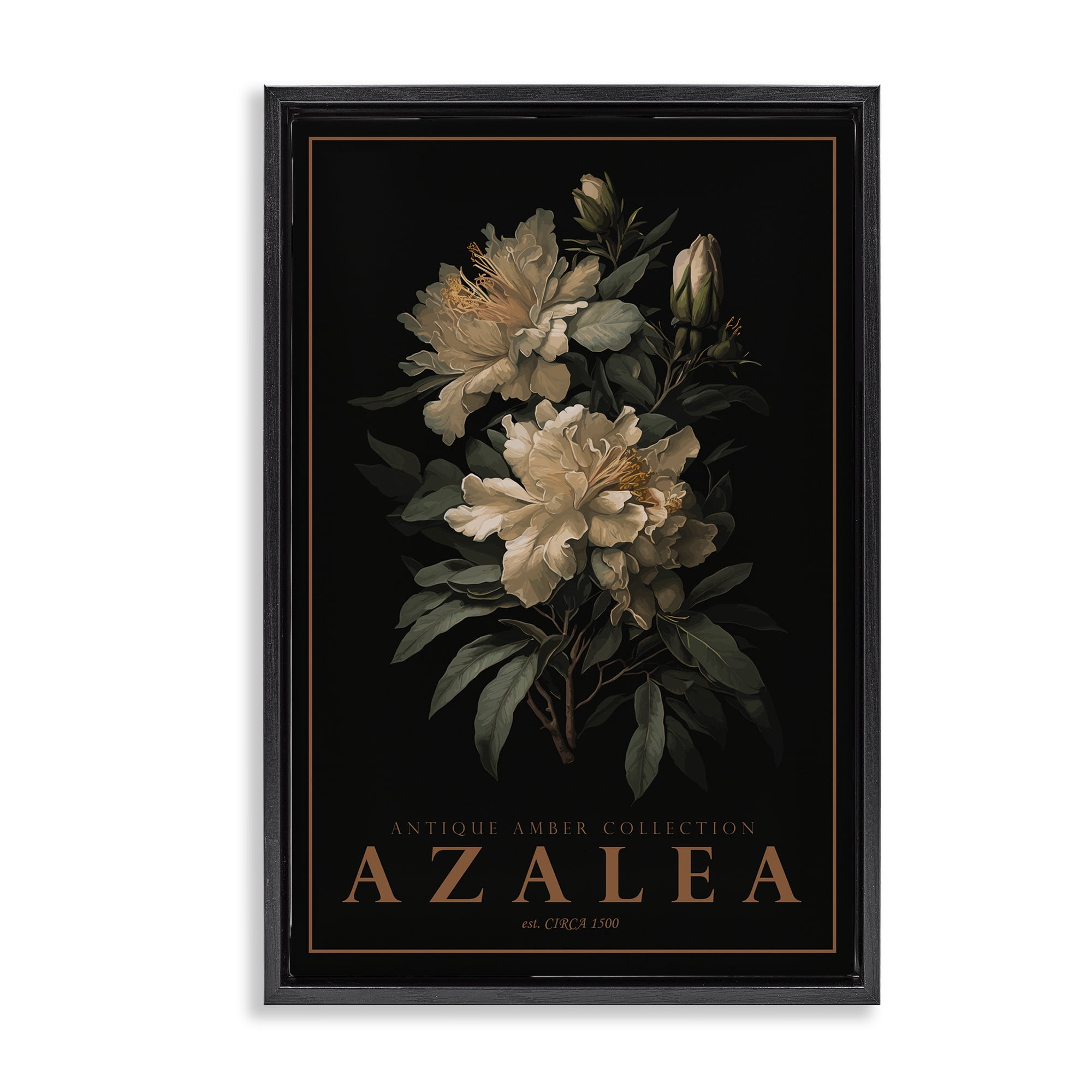 Stupell Industries Antique Azalea Light Black Framed Floater Canvas Wall Art, design by Chris Giampietro