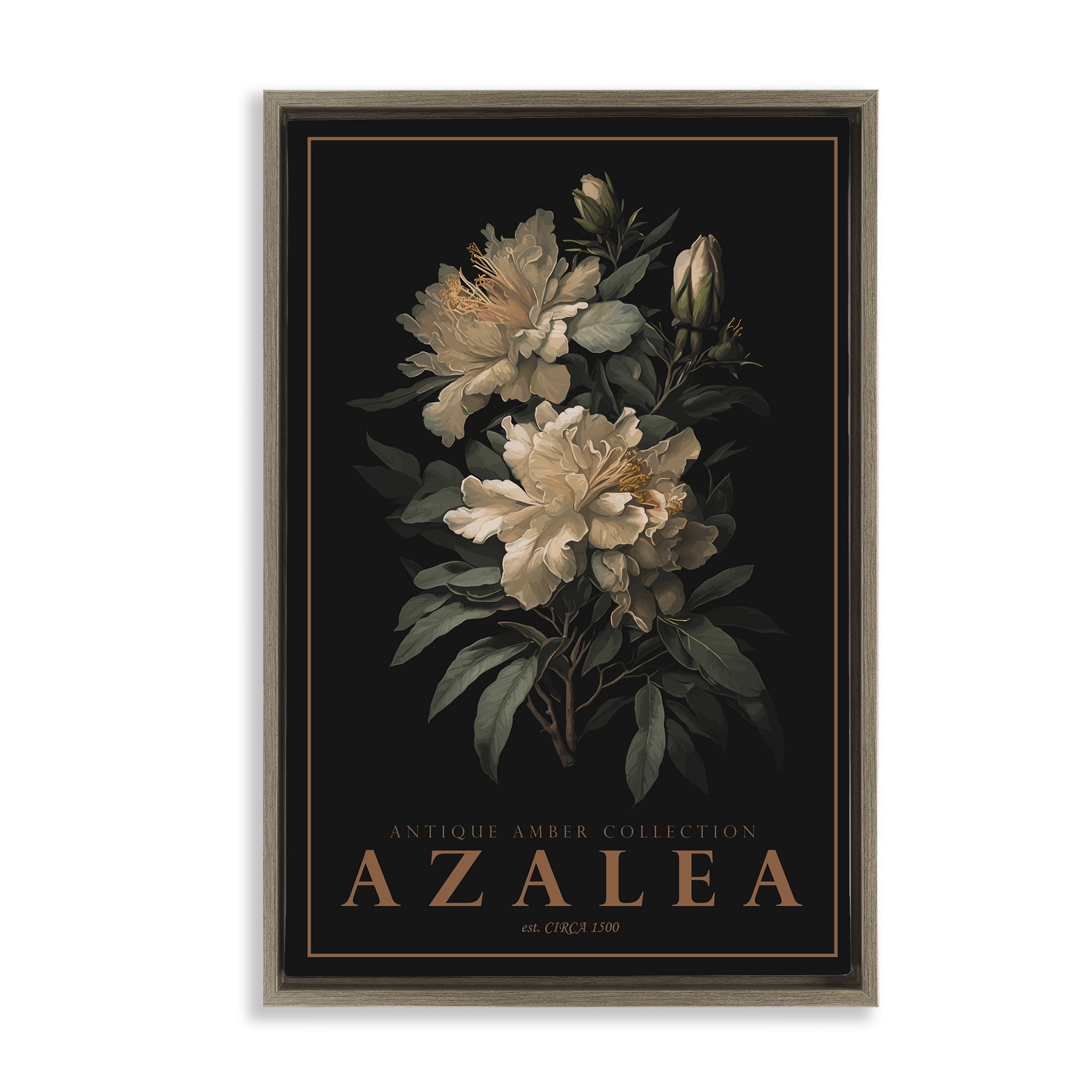 Stupell Industries Antique Azalea Light Brown Framed Floater Canvas Wall Art, design by Chris Giampietro