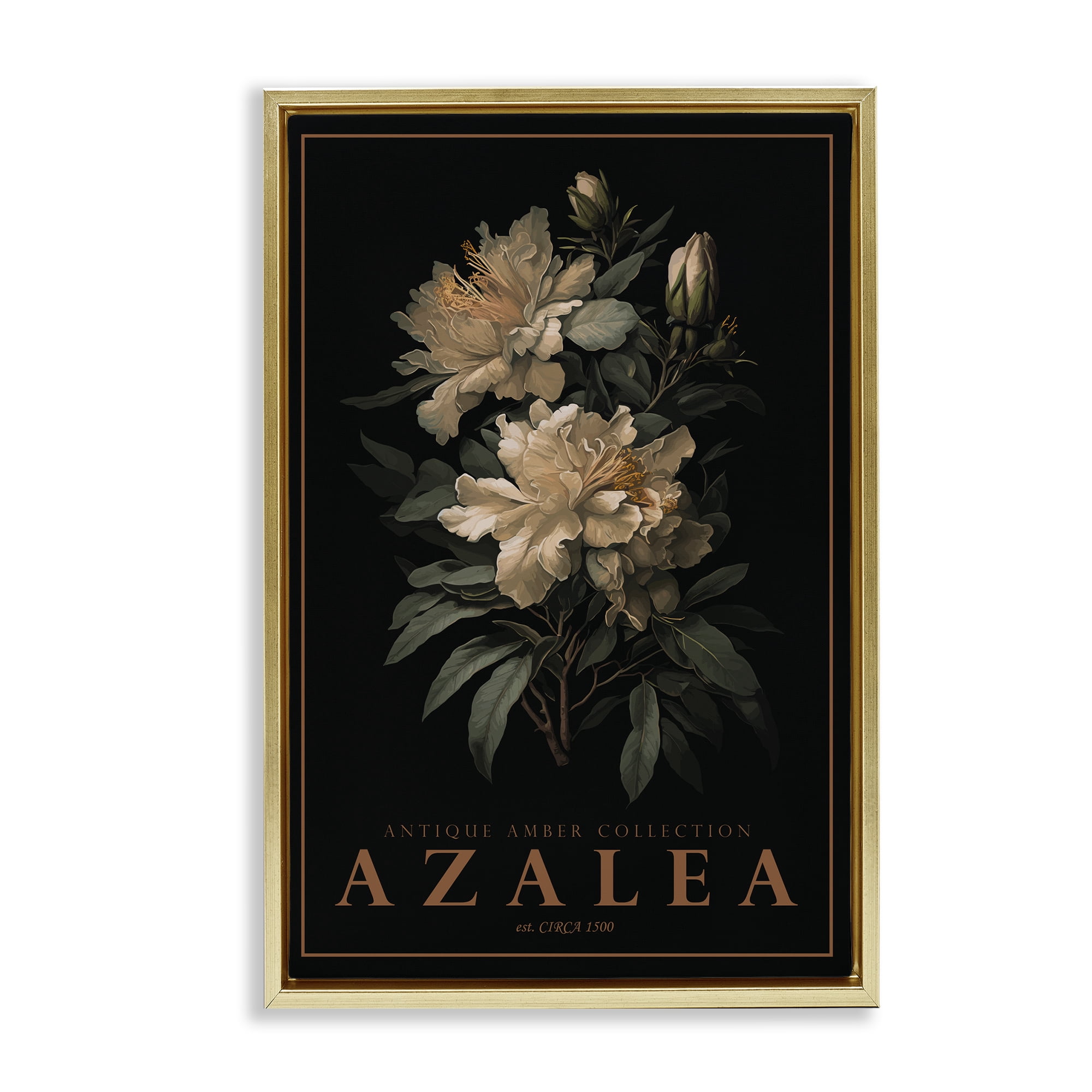 Stupell Industries Antique Azalea Light Gold Framed Floater Canvas Wall Art, design by Chris Giampietro