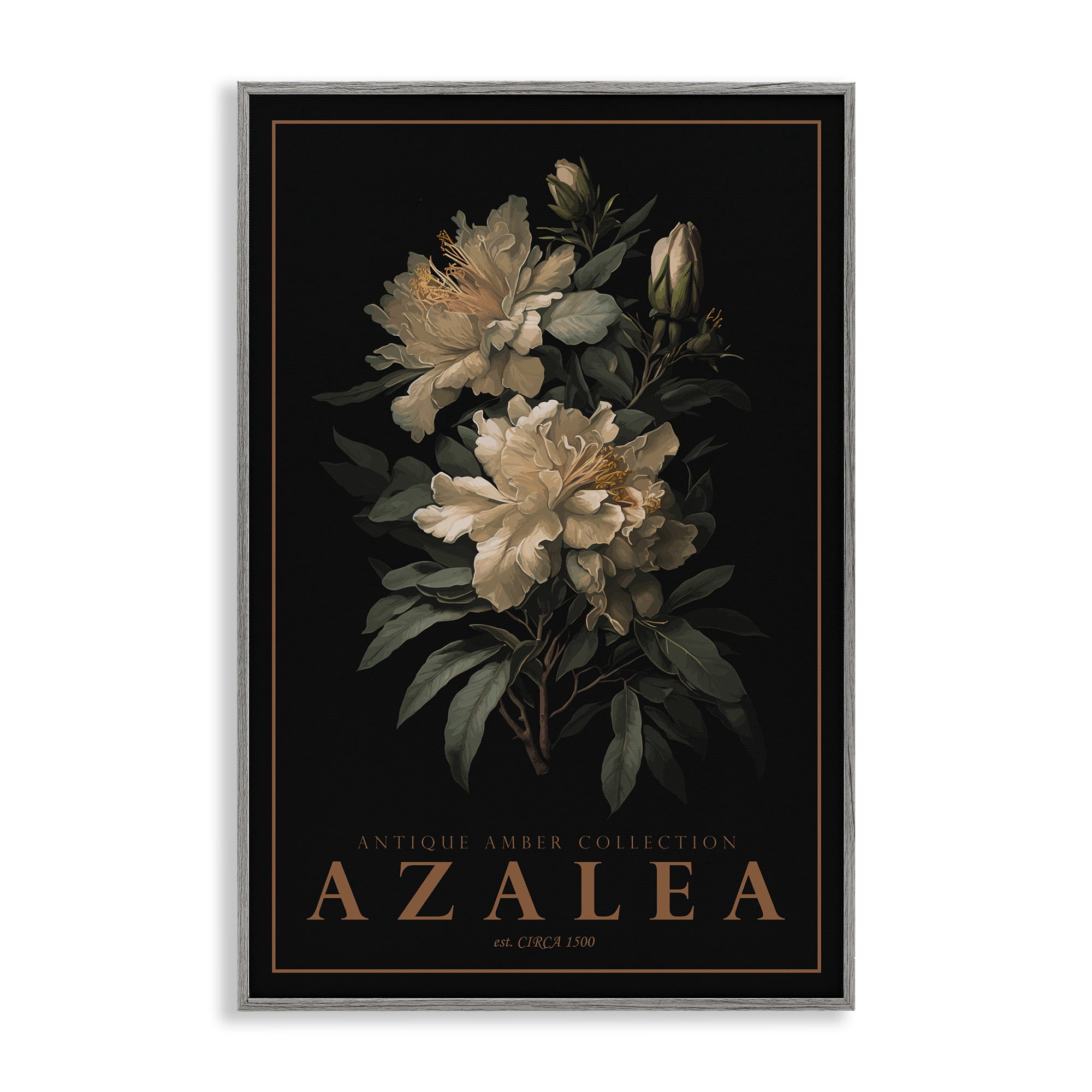 Stupell Industries Antique Azalea Light Gray Framed Giclee Art, design by Chris Giampietro