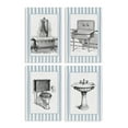 thumbnail image 1 of Stupell Industries Antique Bathroom Blue Stripes 4 Piece Canvas Wall Art Set design by Lettered and Lined, 24 x 16, 1 of 7