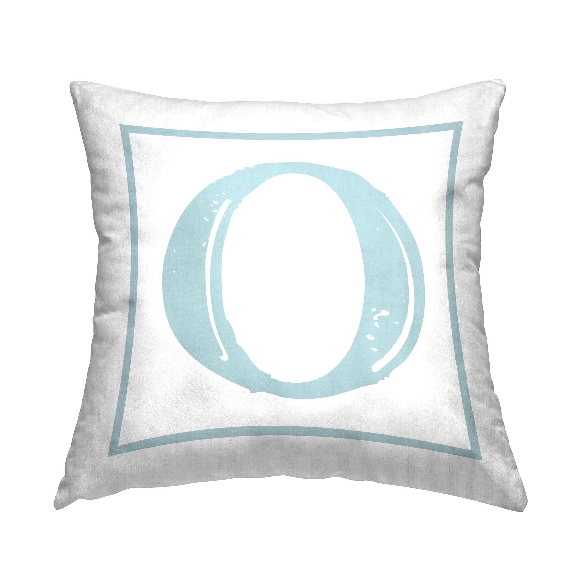 Stupell Industries Antique Blue Letter O Square Decorative Printed Throw Pillow, 18 x 18