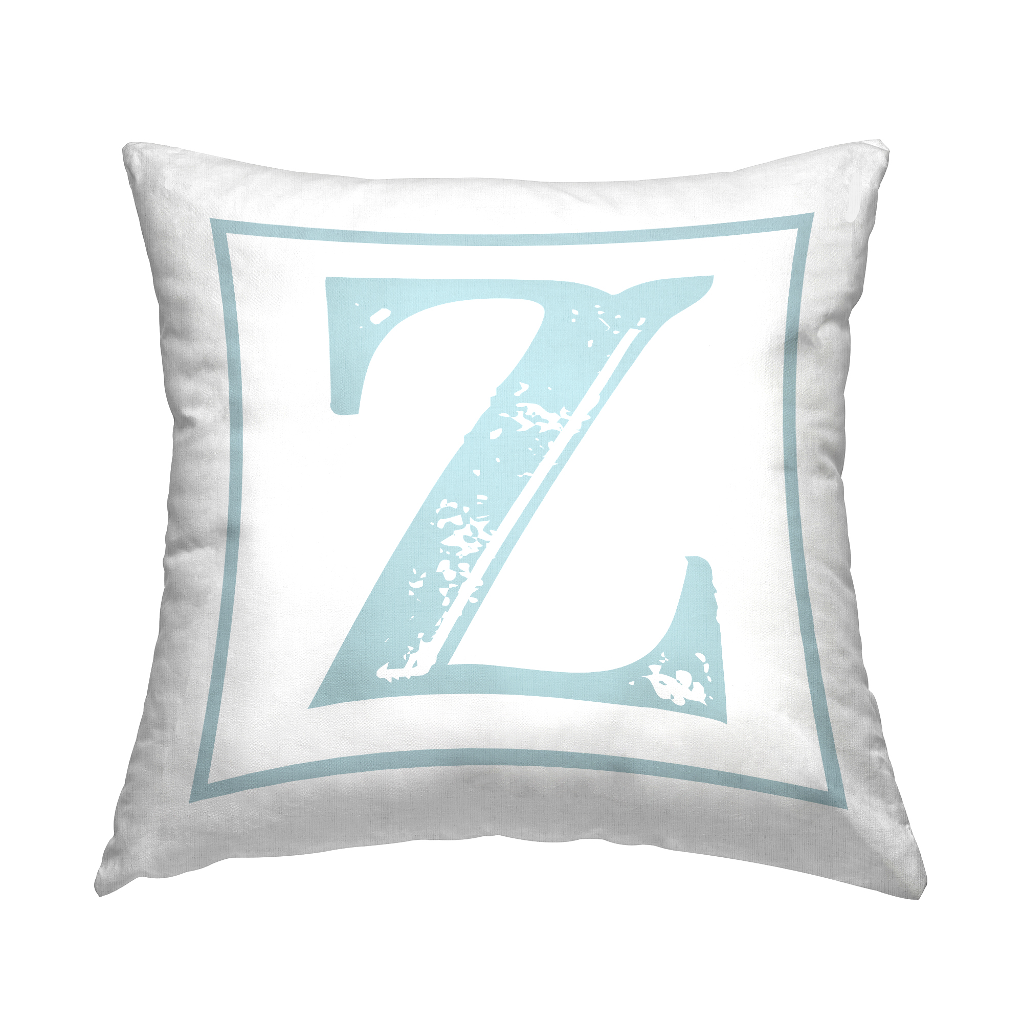 Stupell Industries Antique Blue Letter Z Square Decorative Printed Throw Pillow, 18 x 18