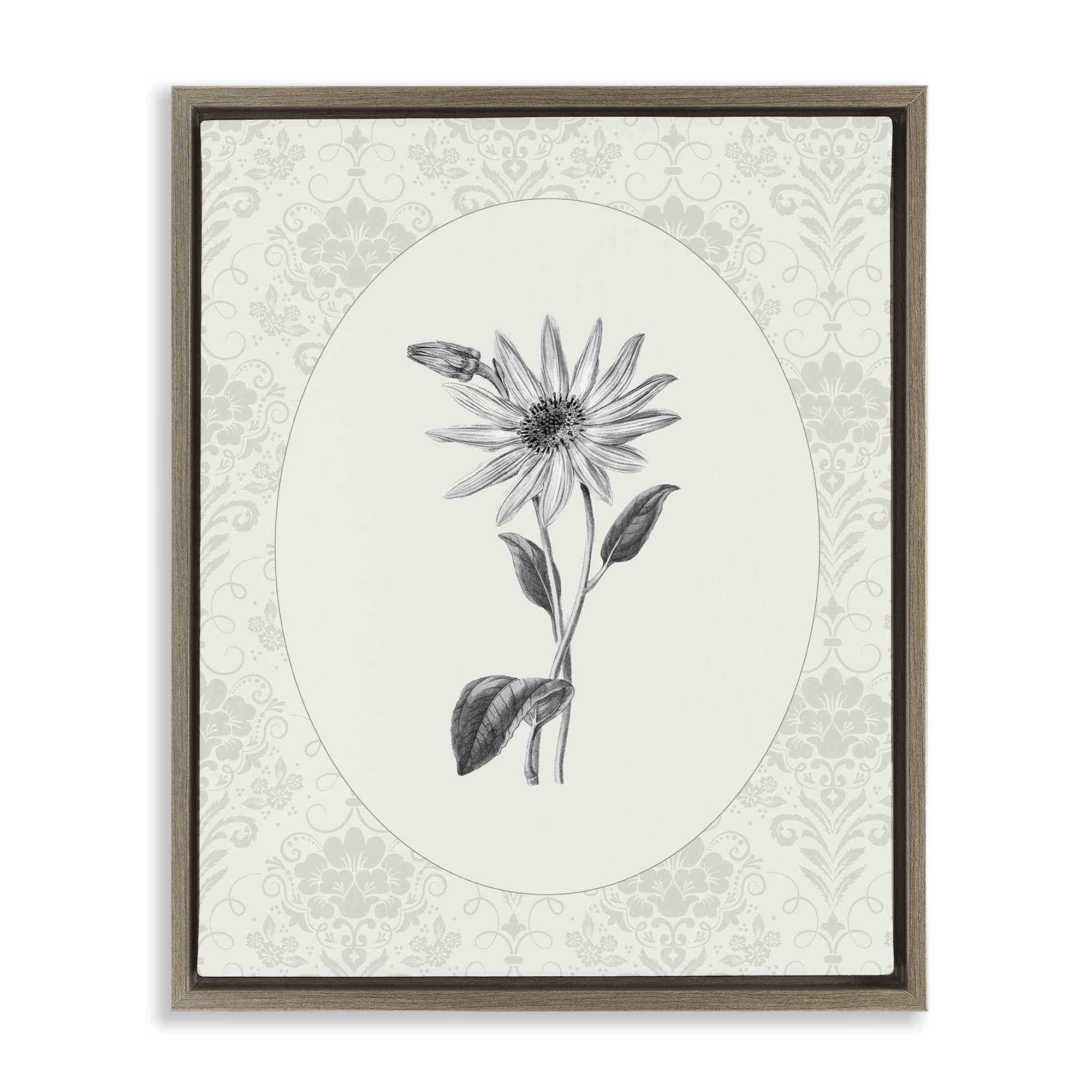 Stupell Industries Antique Botanical & Lace Brown Framed Floater Canvas Wall Art, design by CAD Designs