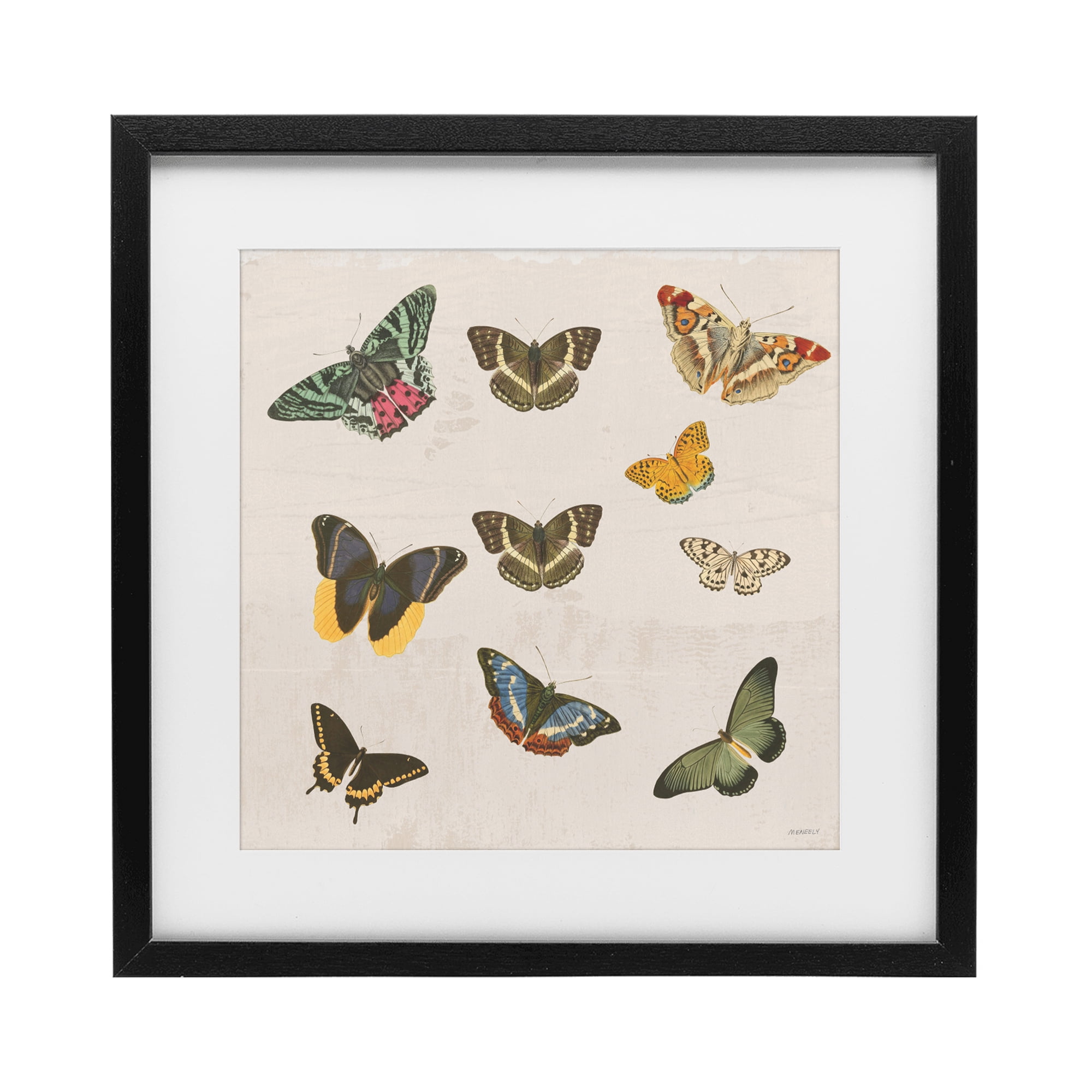Stupell Industries Antique Butterfly Flight Black Framed Print Under Glass, design by Dan Meneely