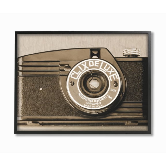Stupell Industries Antique Camera Vintage Sepia Art Photograph Framed Wall Art Design by Ed Goldstein, 11" x 14", Black Framed