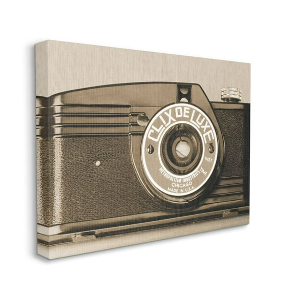 Stupell Industries Antique Camera Vintage Sepia Art Photograph Gallery-Wrapped Canvas Print Wall Art, 16x20, by Ed Goldstein