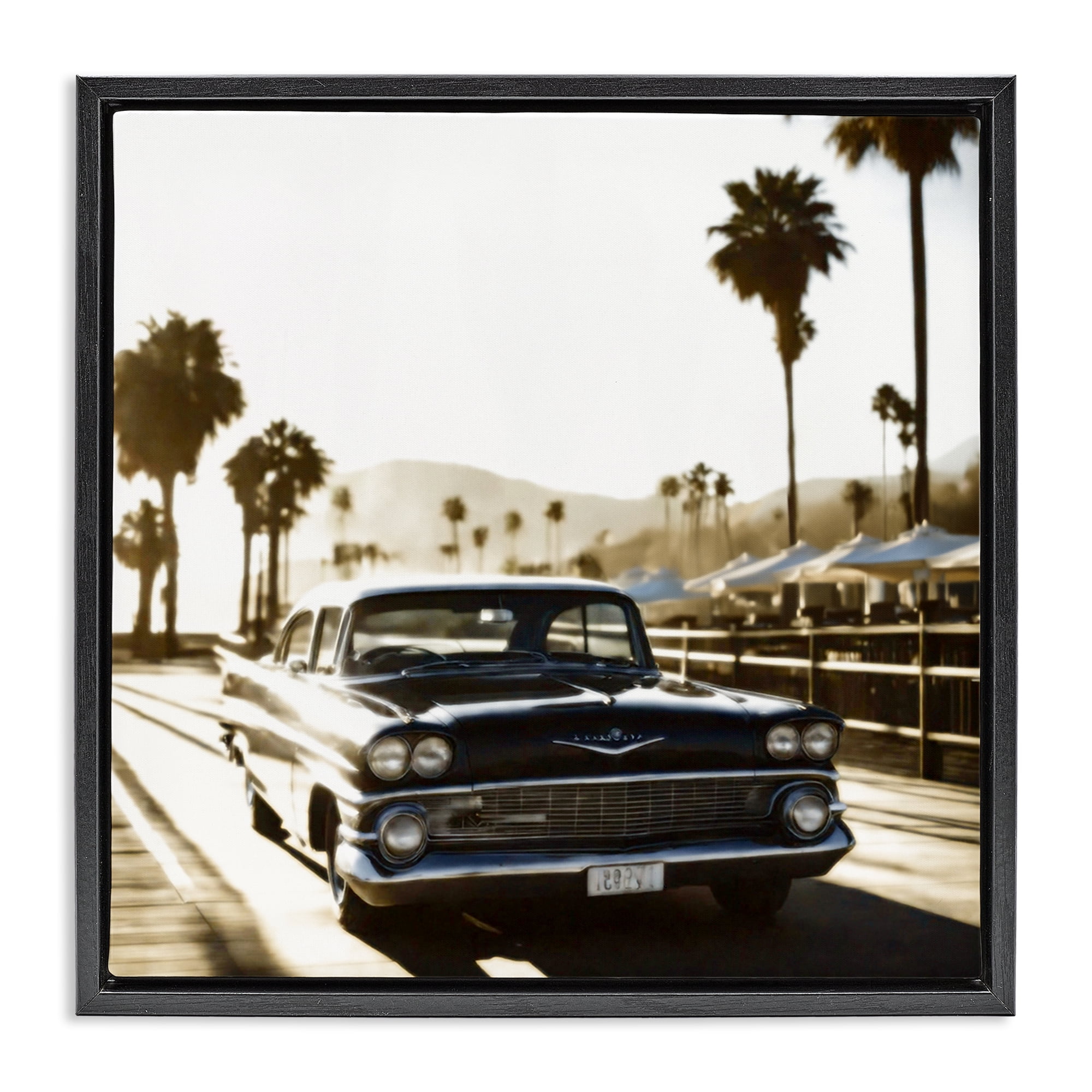 Stupell Industries Antique Car Cruising Transportation Painting Black Floater Framed Canvas Art Print Wall Art, 25 x 25