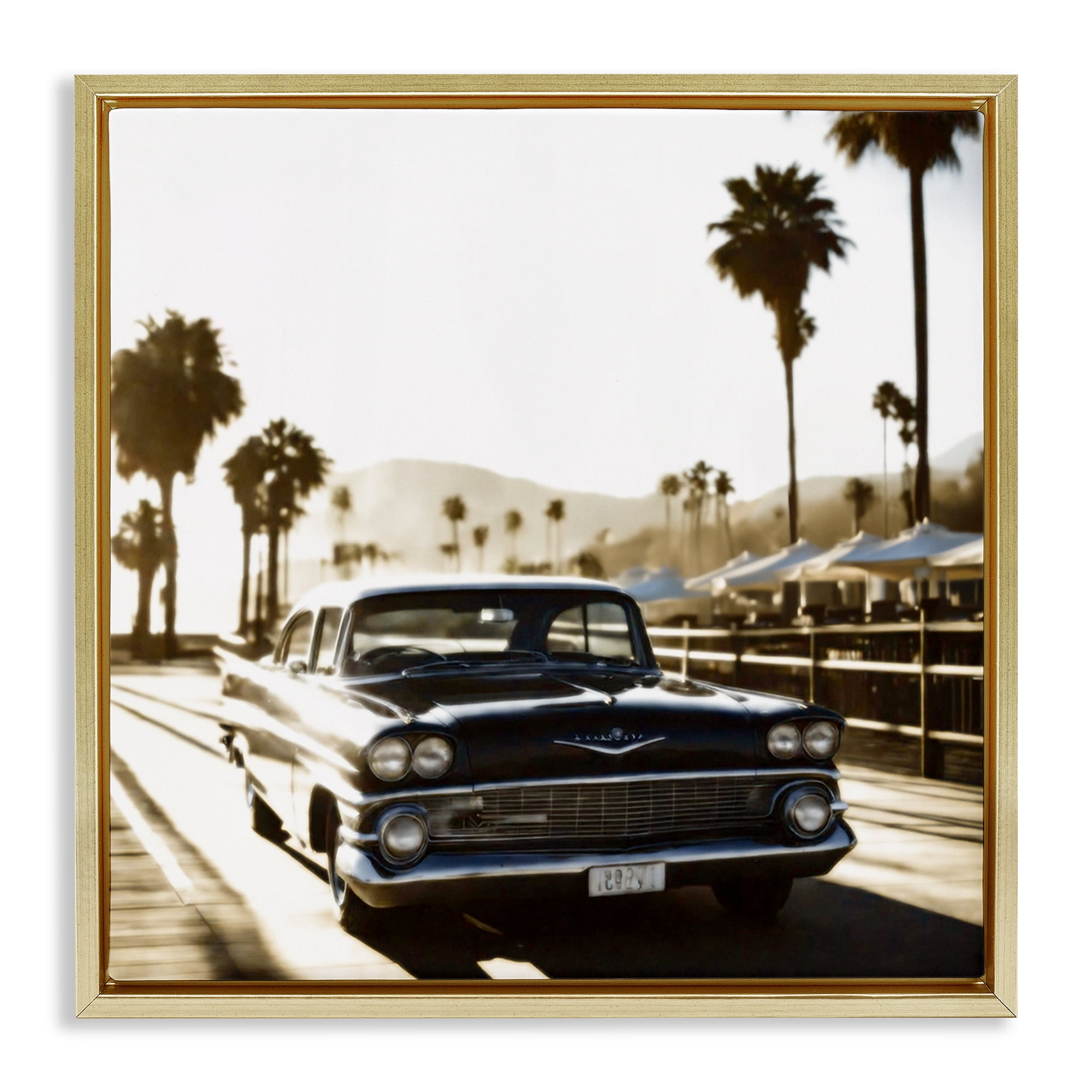 Stupell Industries Antique Car Cruising Transportation Painting Gold Floater Framed Canvas Art Print Wall Art, 25 x 25