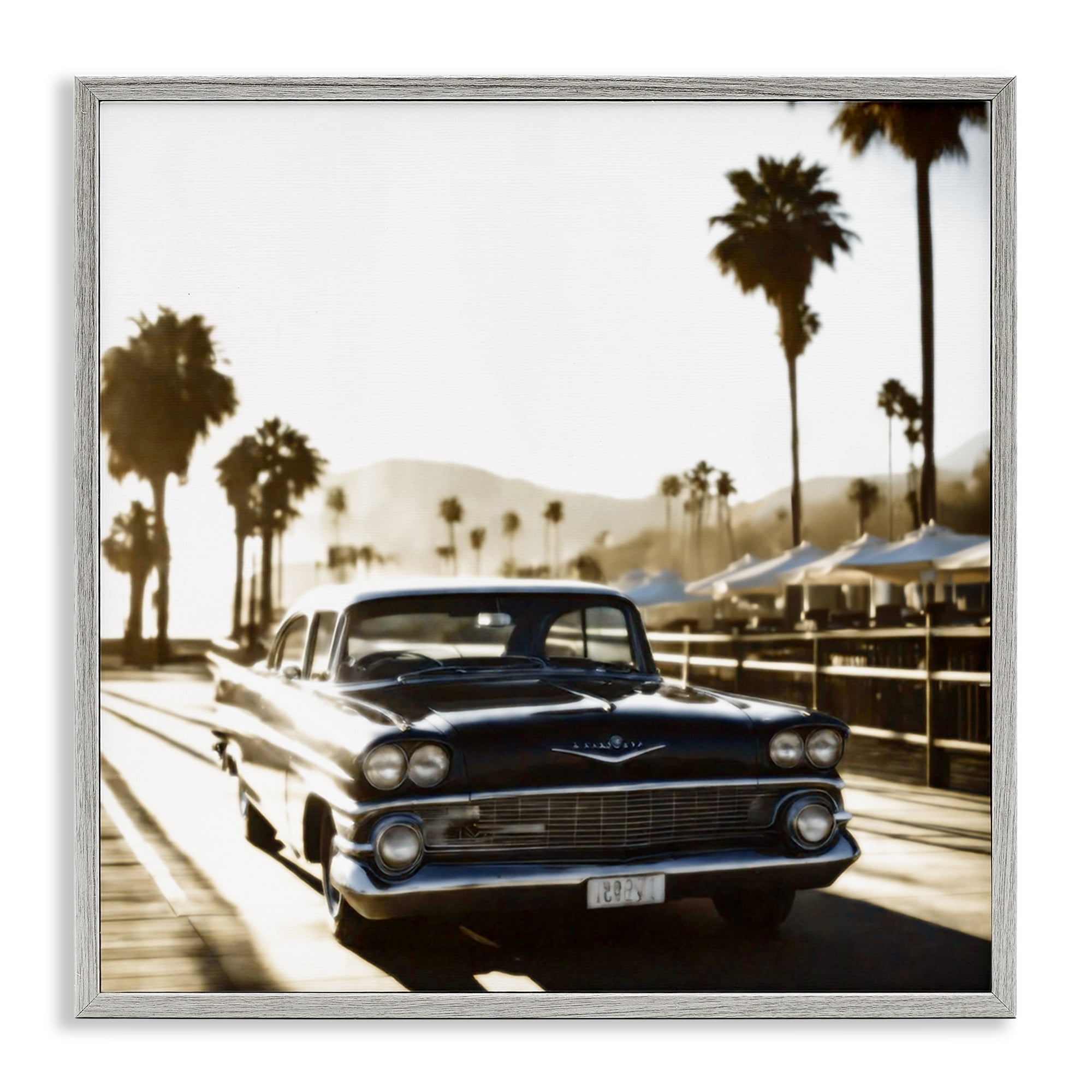 Stupell Industries Antique Car Cruising Transportation Painting Gray Framed Art Print Wall Art, 12 x 12