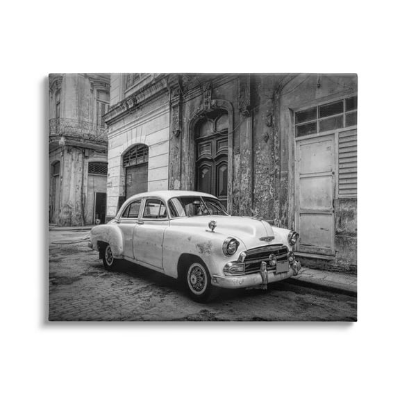 Stupell Industries Antique Car in City Transportation Photography Gallery Wrapped Canvas Print Wall Art, 20 x 16