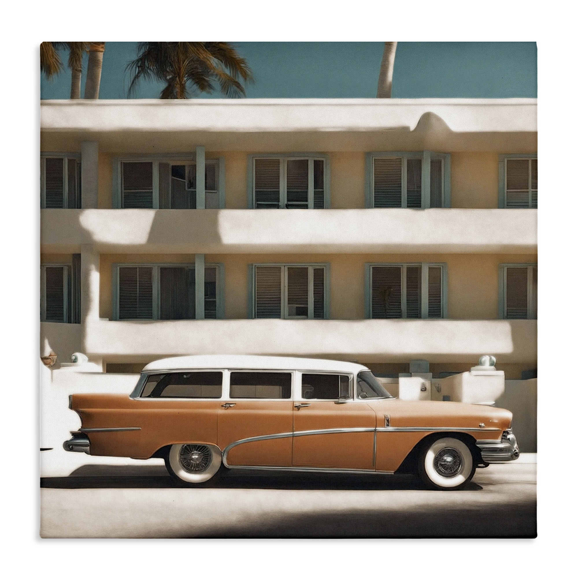 Stupell Industries Antique Car in Miami Transportation Painting Wrapped Canvas Art Print Wall Art, 30 x 30