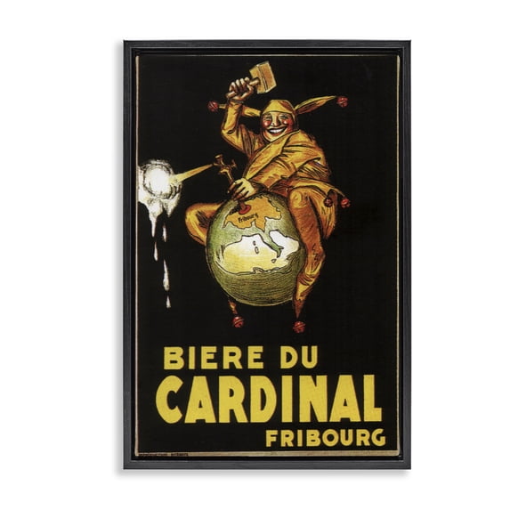 Stupell Industries Traditional Antique Cardinal Beer Poster Black Floating Frame Canvas Art, 17 x 25, by Marcus Jules