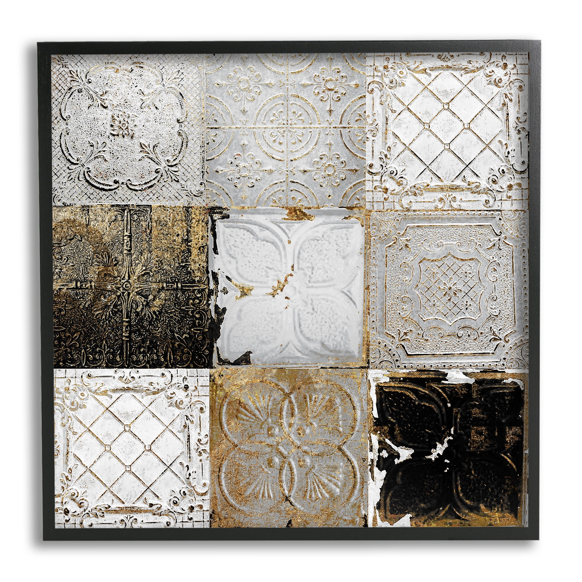 Stupell Industries Antique Ceiling Tile Collage Vintage Glam Abstract Patterns, 12 x 12, Design by Sophie 6