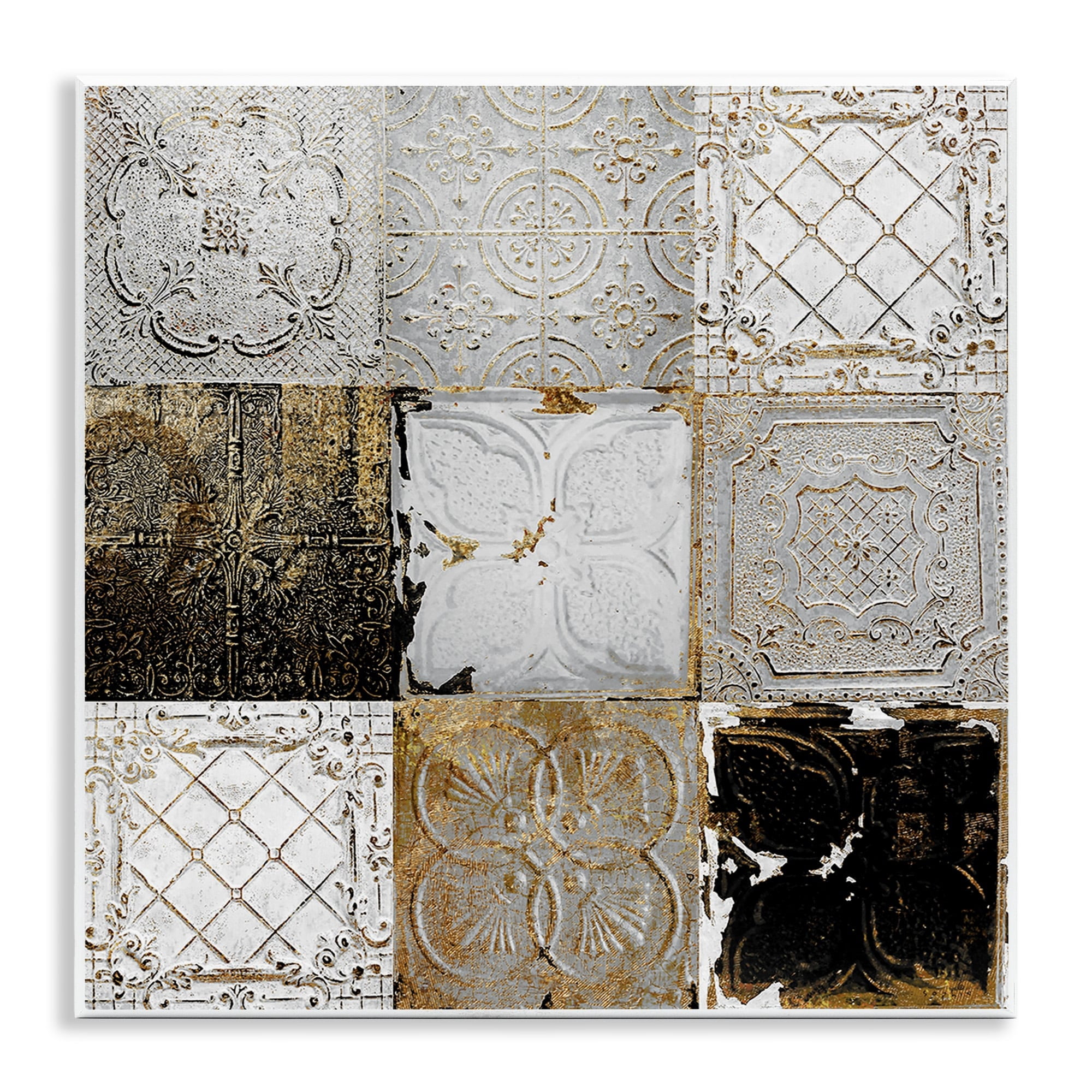 Stupell Industries Antique Ceiling Tile Collage Vintage Glam Abstract Patterns, 12 x 12, Design by Sophie 6