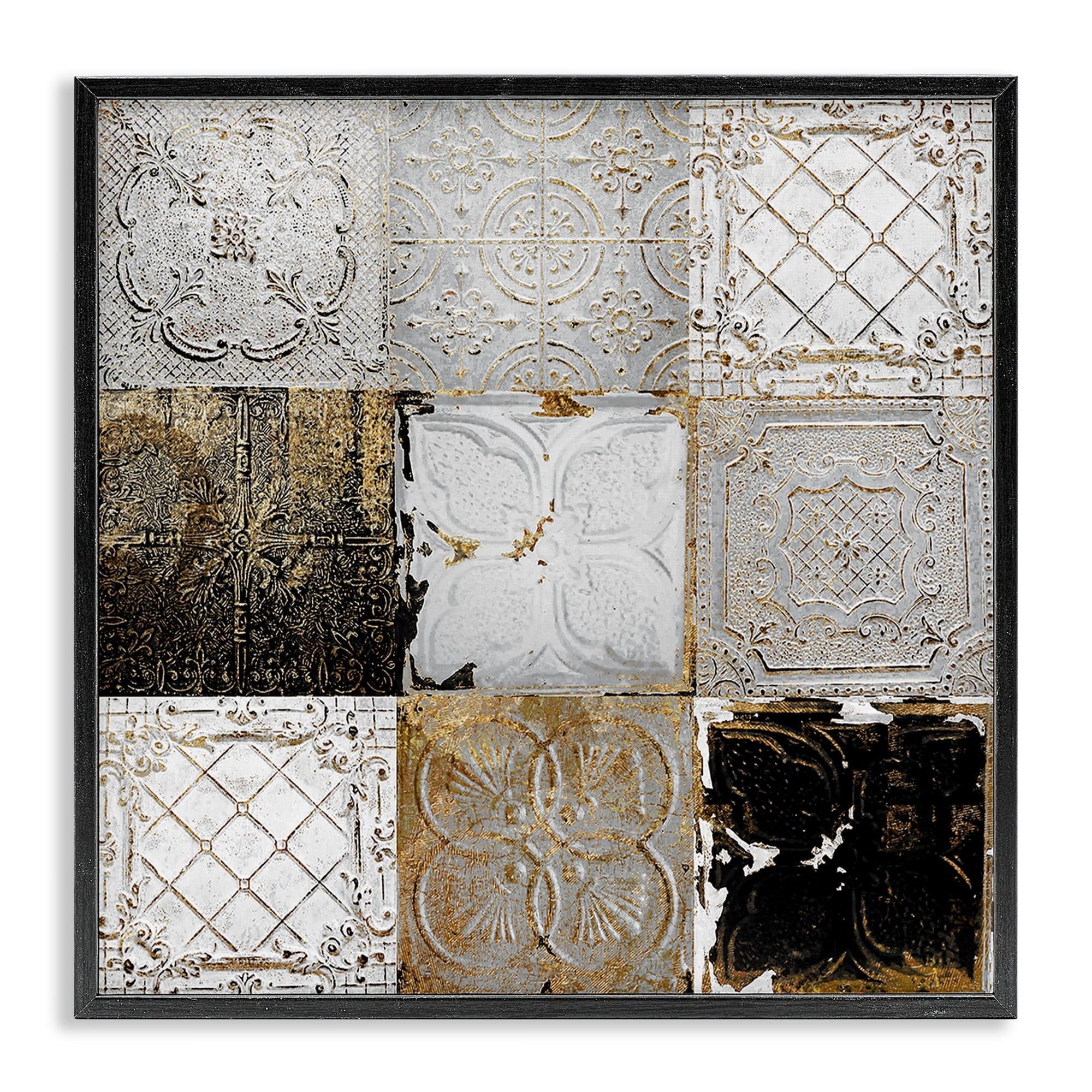 Stupell Industries Antique Ceiling Tile Collage Vintage Glam Abstract Patterns, 24 x 24, Design by Sophie 6