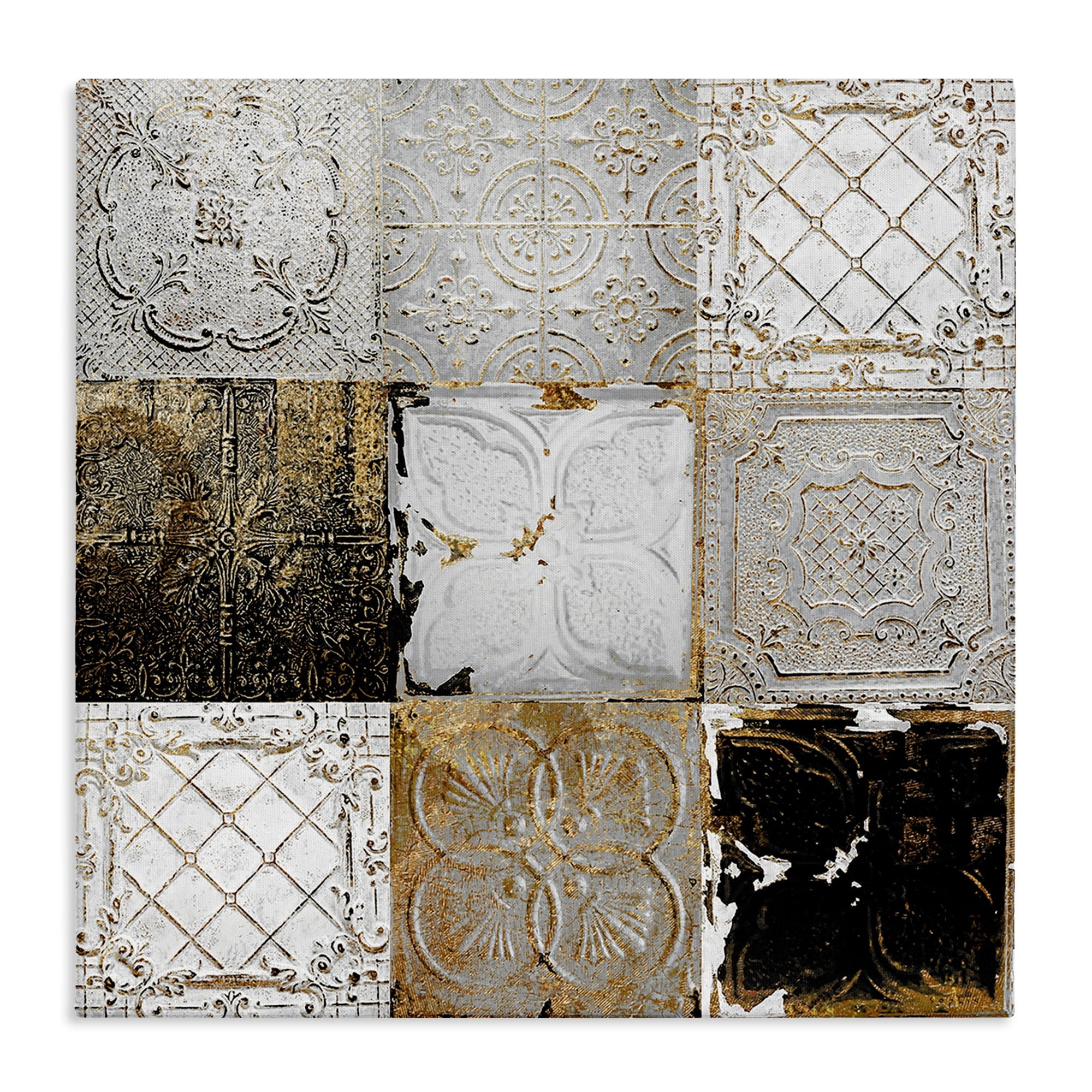 Stupell Industries Antique Ceiling Tile Collage Vintage Glam Abstract Patterns, 24 x 24, Design by Sophie 6