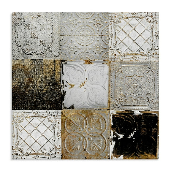 Stupell Industries Antique Ceiling Tile Collage Vintage Glam Abstract Patterns, 36 x 36, Design by Sophie 6