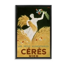 Stupell Industries Antique Ceres Goddess People Painting Black Floater Framed Canvas Art Print Wall Art, 17 x 25