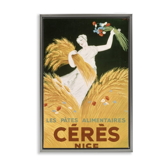 Stupell Industries Antique Ceres Goddess People Painting Gray Floater Framed Canvas Art Print Wall Art, 17 x 25