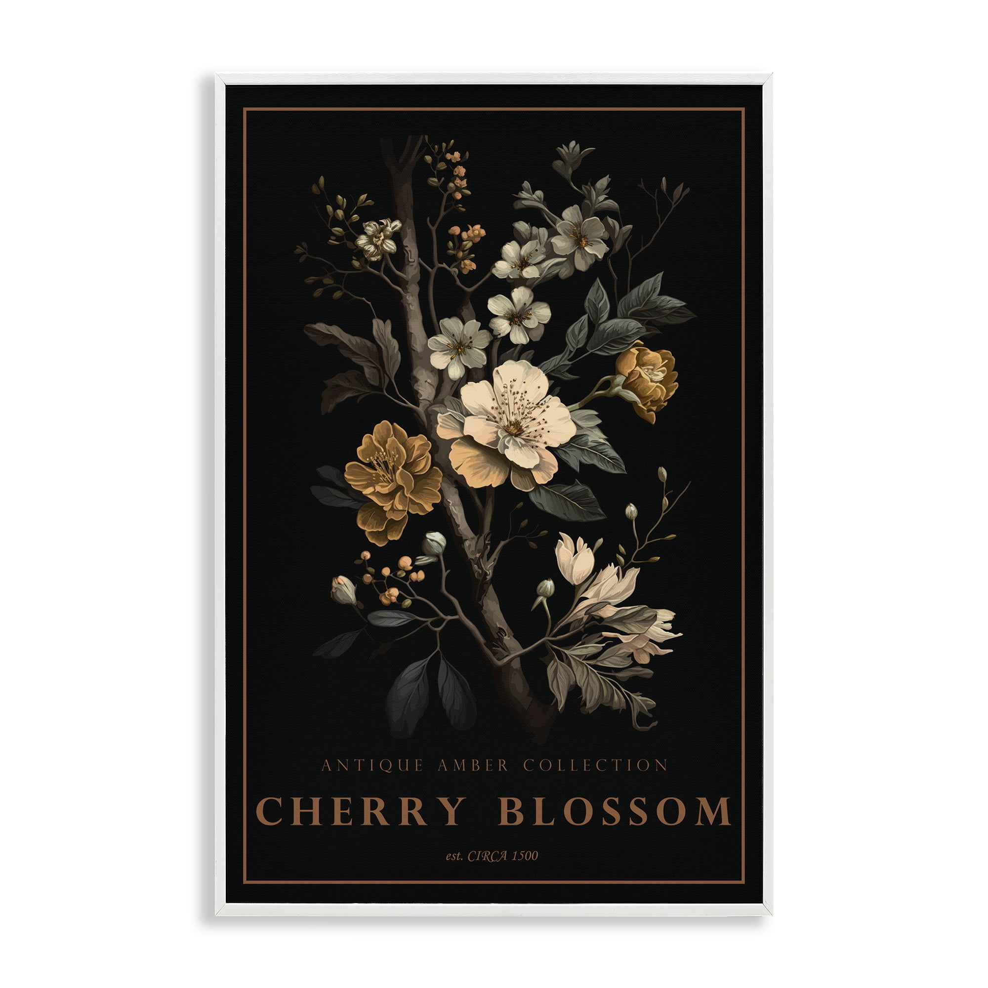 Stupell Industries Antique Cherry Blossom Light White Framed Giclee Art, design by Chris Giampietro