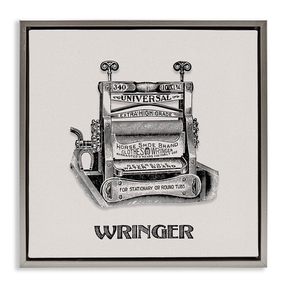 Stupell Industries Antique Clothes Wringer Country Charm Painting Gray Floater Framed Canvas Art Print Wall Art, 25 x 25