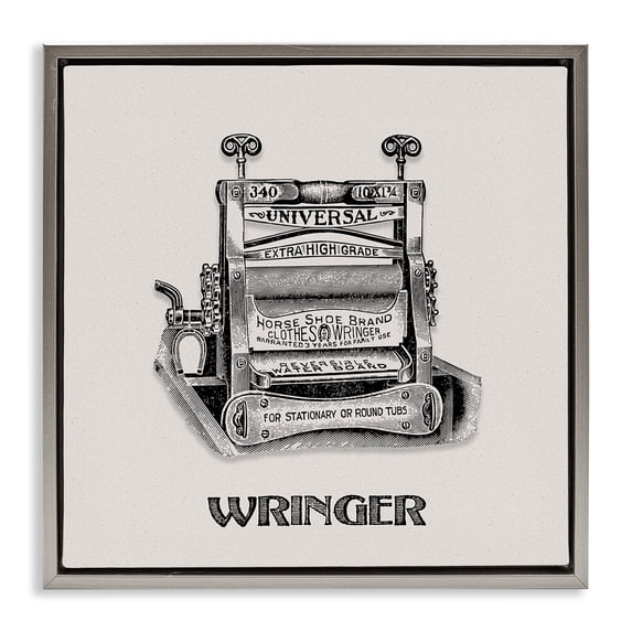 Stupell Industries Traditional Antique Clothes Wringer Gray Floating Frame Canvas Art, 25 x 25, by Val Rhodes