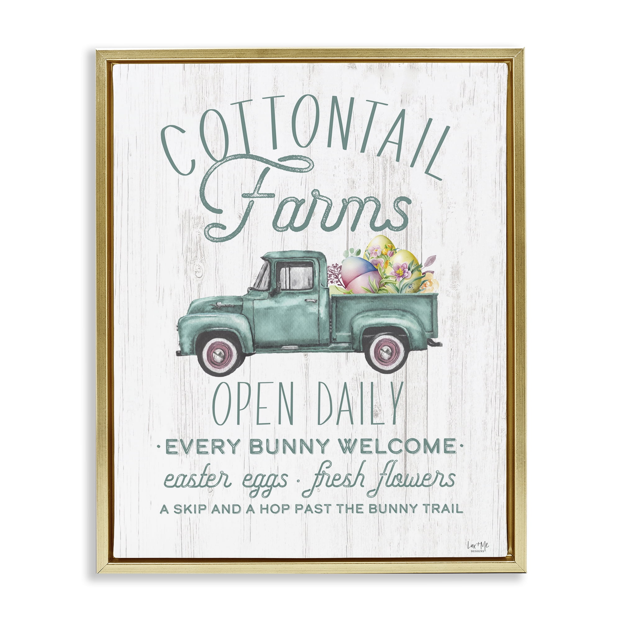 Stupell Industries Antique Cottontail Farms Gold Framed Floater Canvas Wall Art, design by Lux + Me Designs
