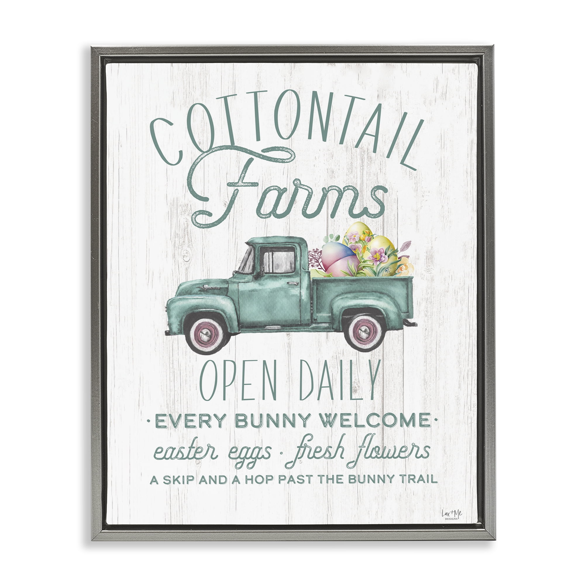 Stupell Industries Antique Cottontail Farms Gray Framed Floater Canvas Wall Art, design by Lux + Me Designs