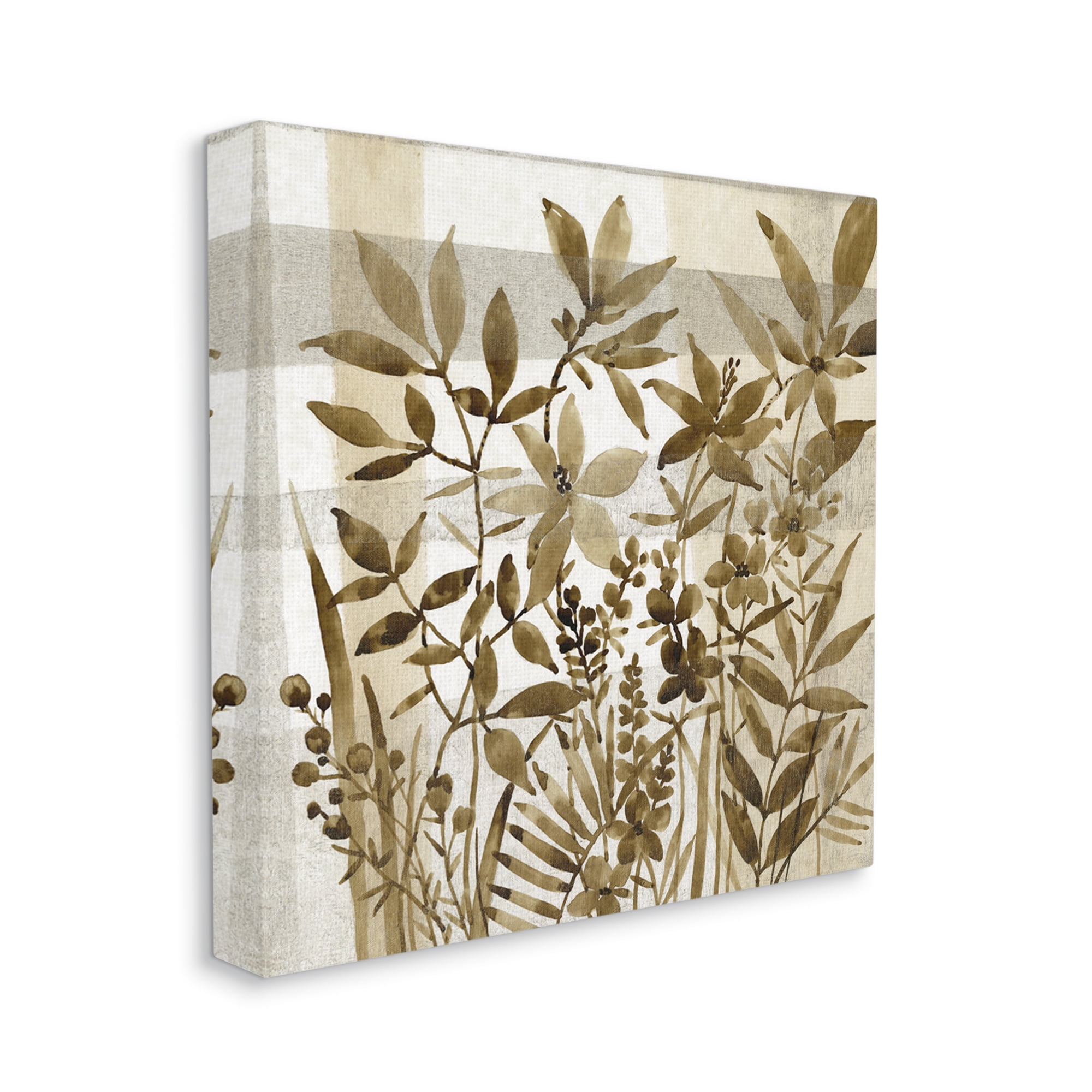 Stupell Industries Antique Field of Wildflowers Brown Tan Abstraction Botanical & Floral Painting Gallery Wrapped Canvas Print Wall Art, 24 x 24