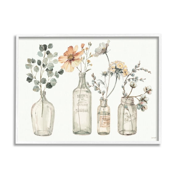 Stupell Industries Antique Floral Bouquets Flowers Glass Jar Painting, 24 x 30,Design by Lisa Audit