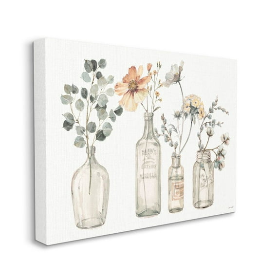 Stupell Industries Antique Floral Bouquets Flowers Glass Jar Painting Canvas Wall Art Design by Lisa Audit, 30" x 40"