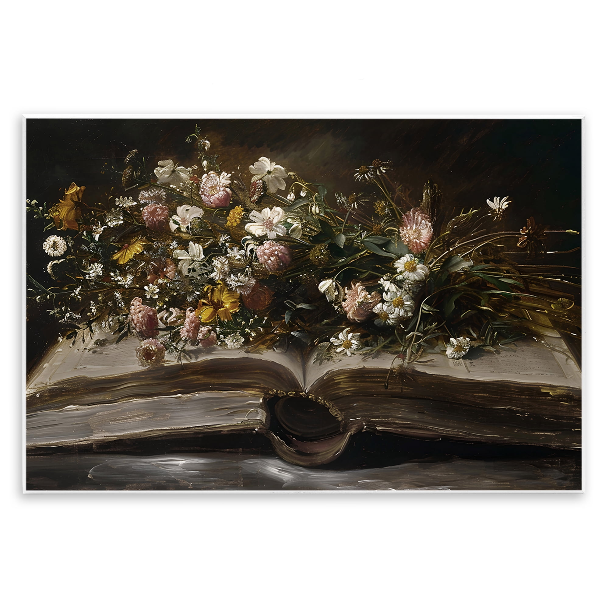 Stupell Industries Antique Floral Open Book Wall Plaque Art, design by Jacky Ngan