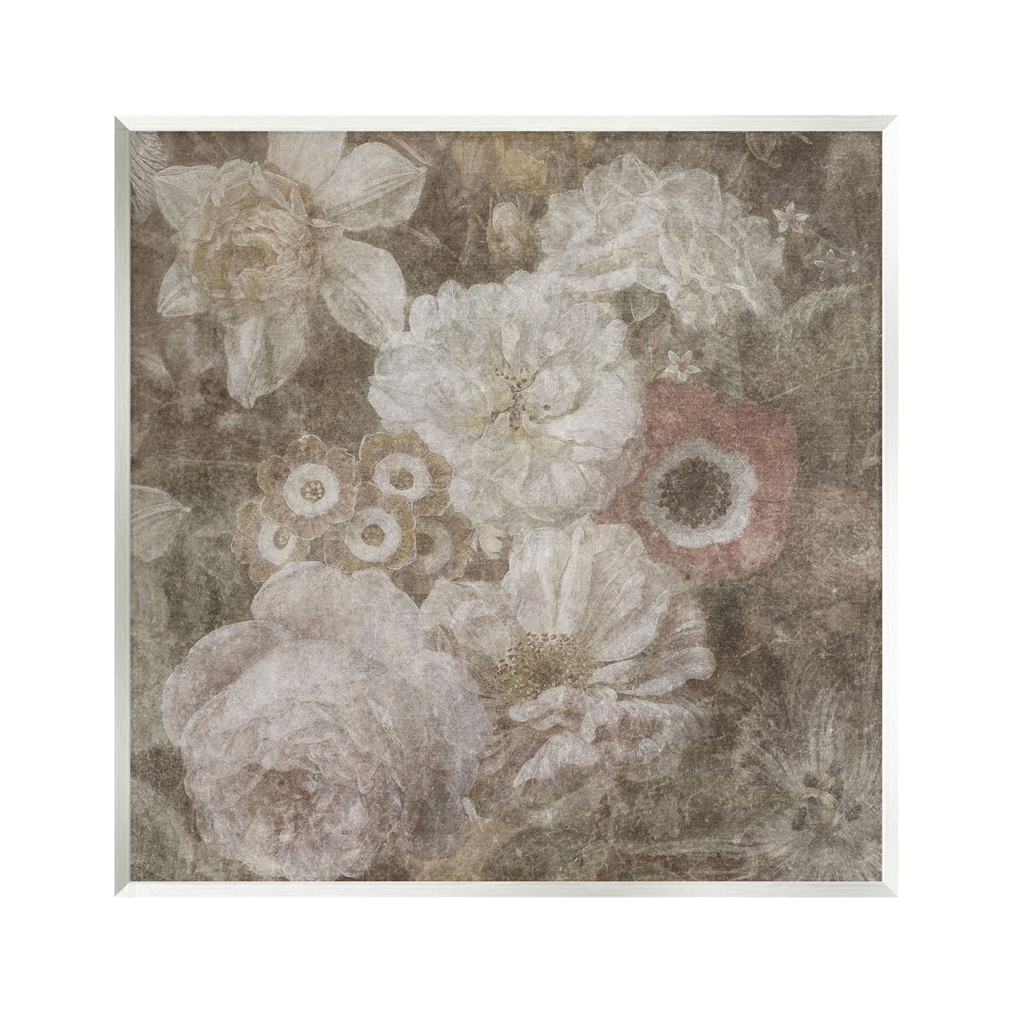Stupell Industries Antique Flower Arrangement Botanical & Floral Painting Unframed Art Print Wall Art, 12 x 12