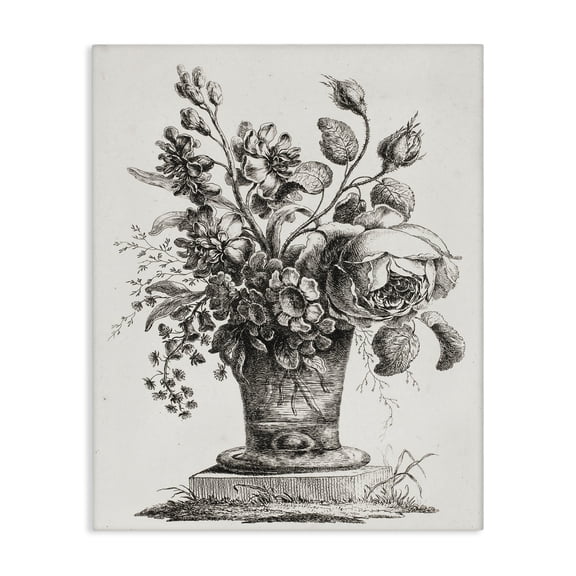 Stupell Industries Antique Flower Stand Floral Drawing Wrapped Canvas Canvas Art Print Wall Art, 30 x 40