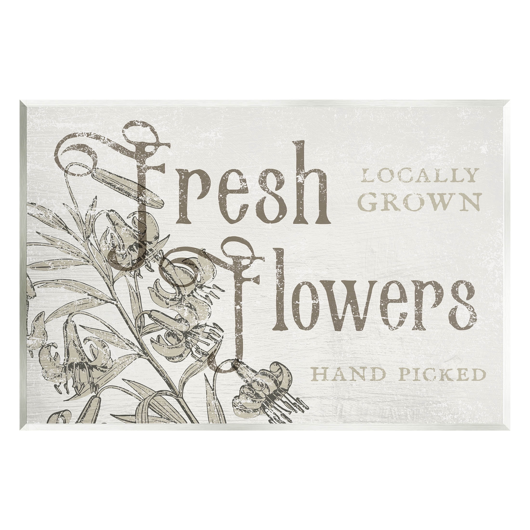 Stupell Industries Antique Fresh Flowers Botanical Signage Graphic Art Unframed Art Print Wall Art, Design by Daphne Polselli