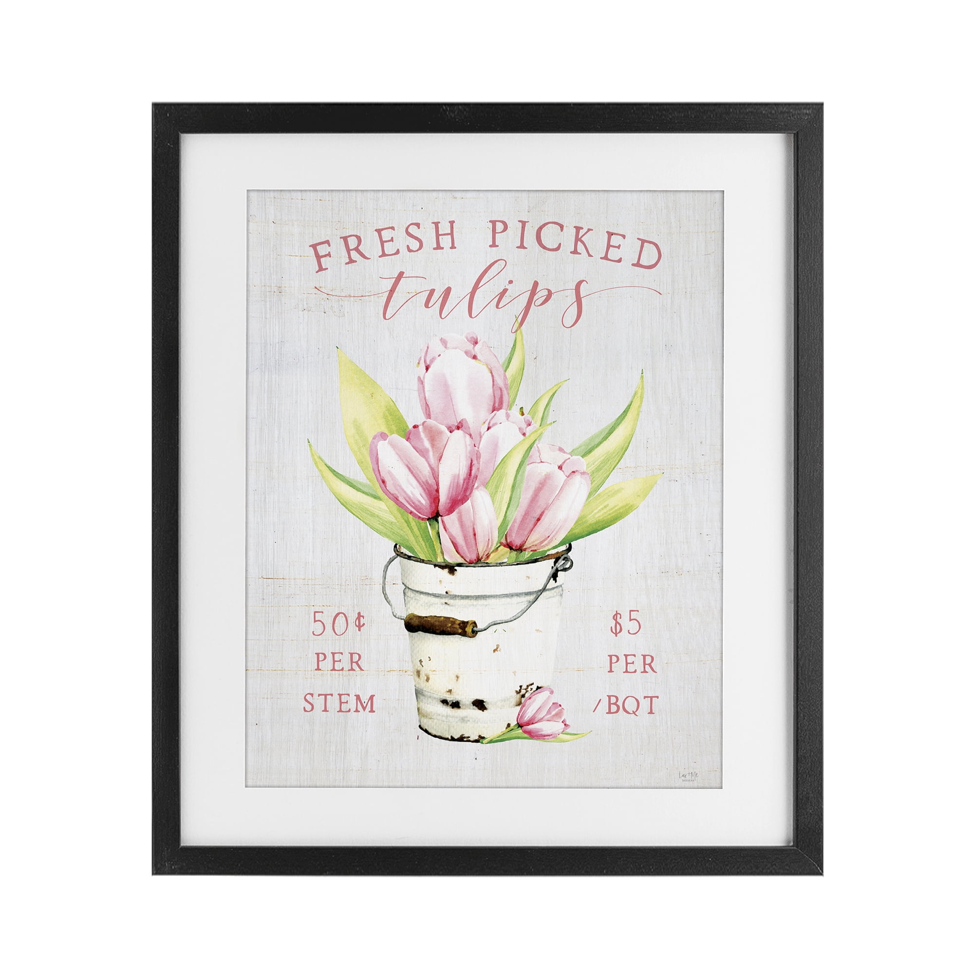 Stupell Industries Antique Fresh Picked Tulips Black Framed Print Under Glass, design by Lux + Me Designs