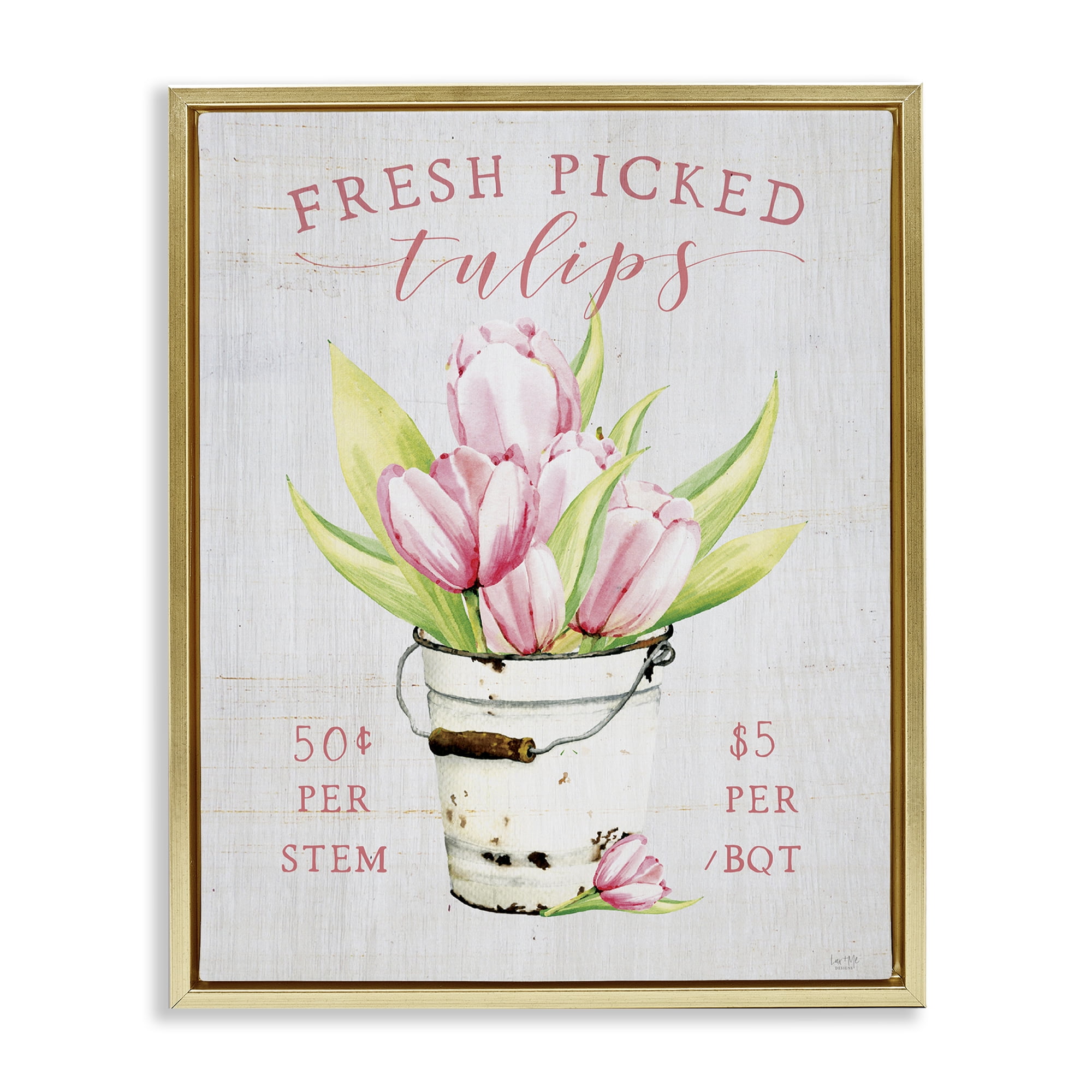 Stupell Industries Antique Fresh Picked Tulips Gold Framed Floater Canvas Wall Art, design by Lux + Me Designs