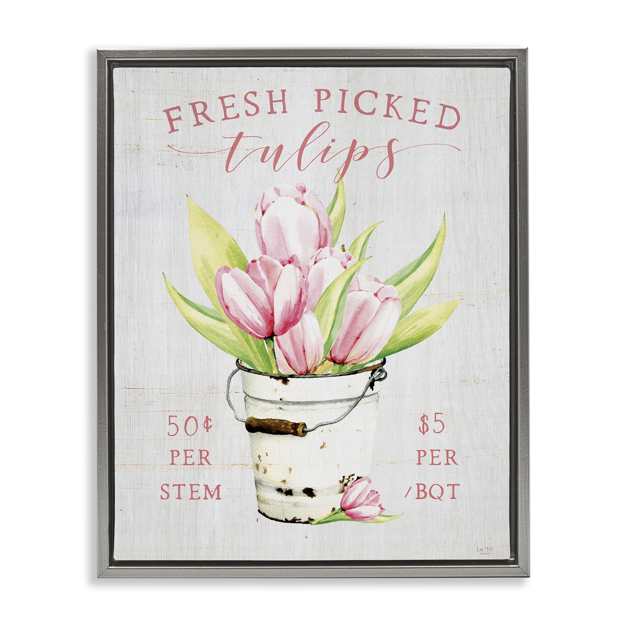 Stupell Industries Antique Fresh Picked Tulips Gray Framed Floater Canvas Wall Art, design by Lux + Me Designs