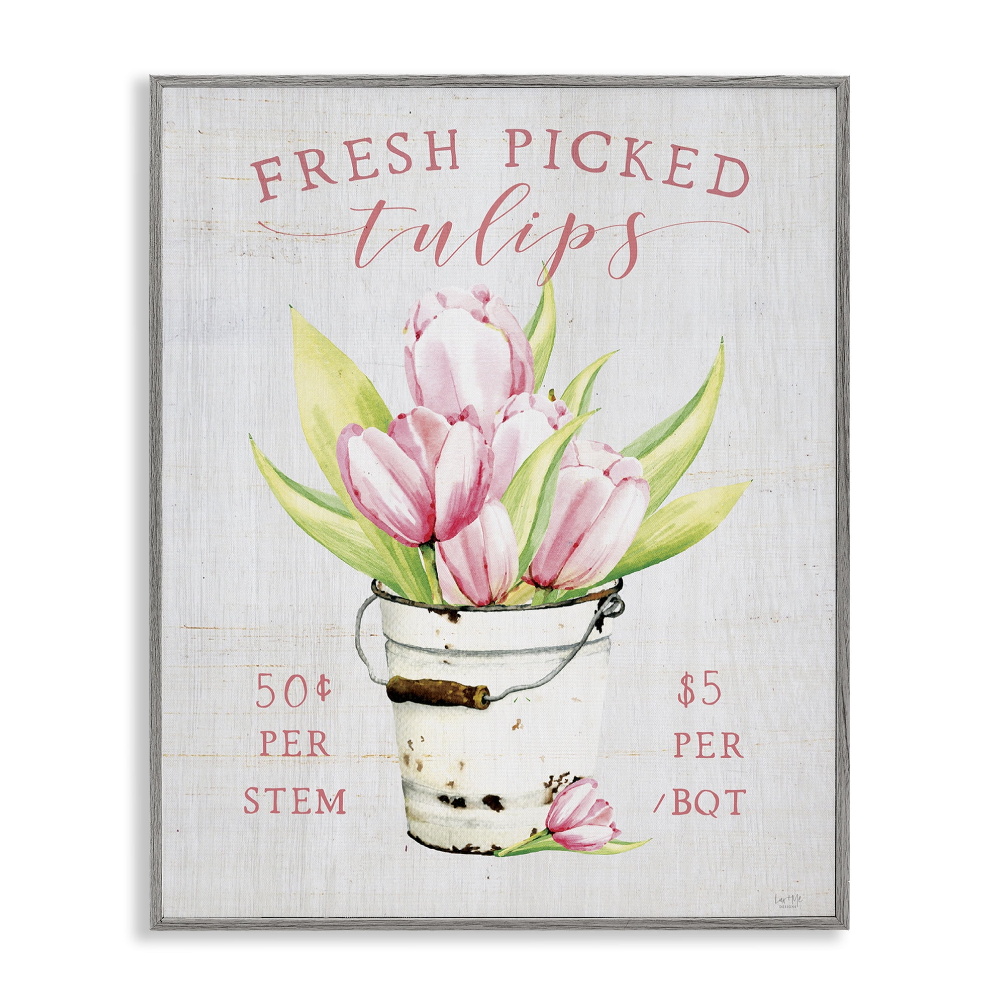 Stupell Industries Antique Fresh Picked Tulips Gray Framed Giclee Art, design by Lux + Me Designs