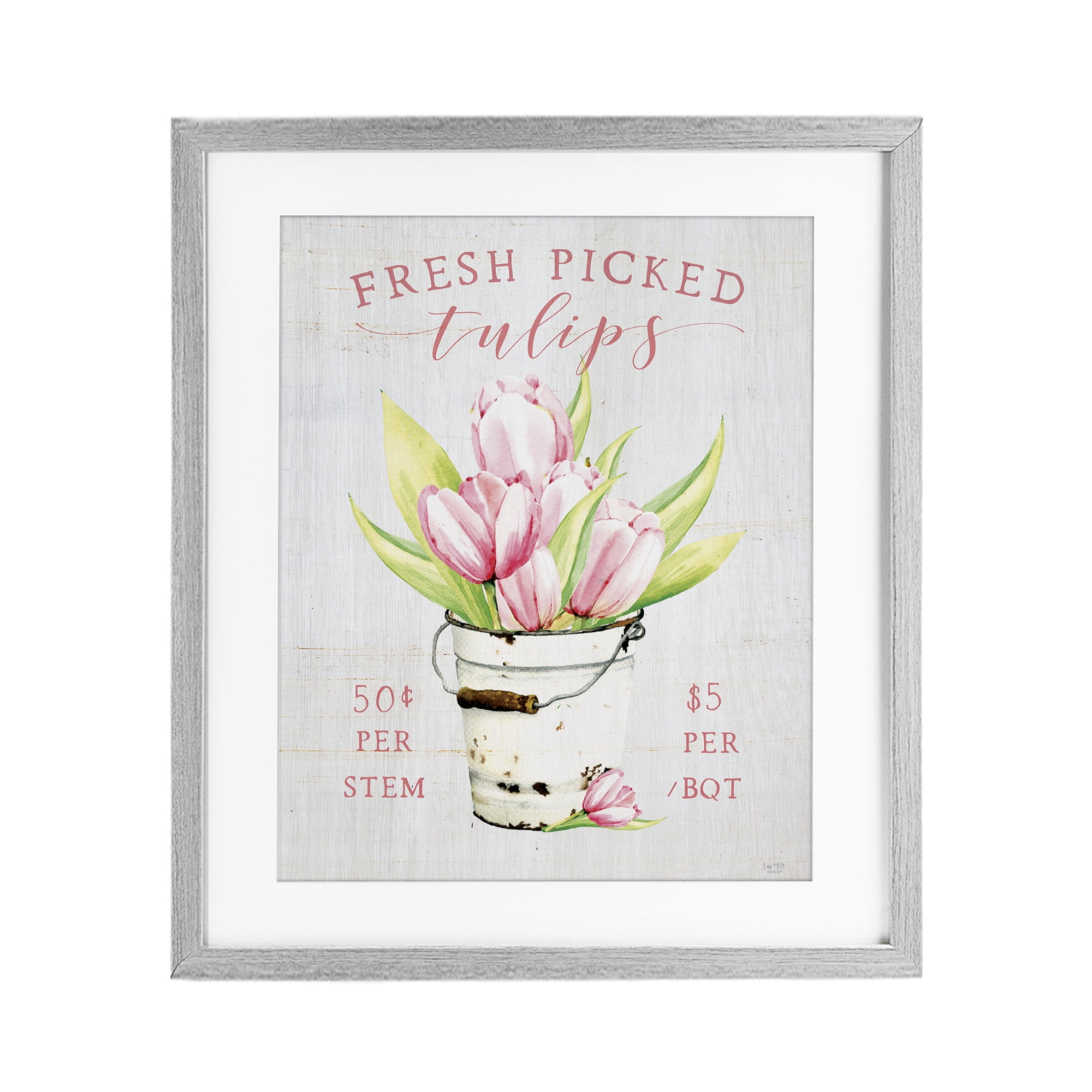 Stupell Industries Antique Fresh Picked Tulips Gray Framed Print Under Glass, design by Lux + Me Designs