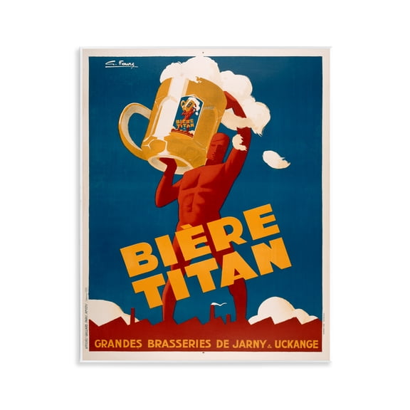 Stupell Industries Antique Holding Beer Advertisement Advertisements Painting Unframed Art Print Wall Art, 11 x 14