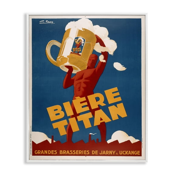 Stupell Industries Antique Holding Beer Advertisement Advertisements Painting White Framed Art Print Wall Art, 11 x 14