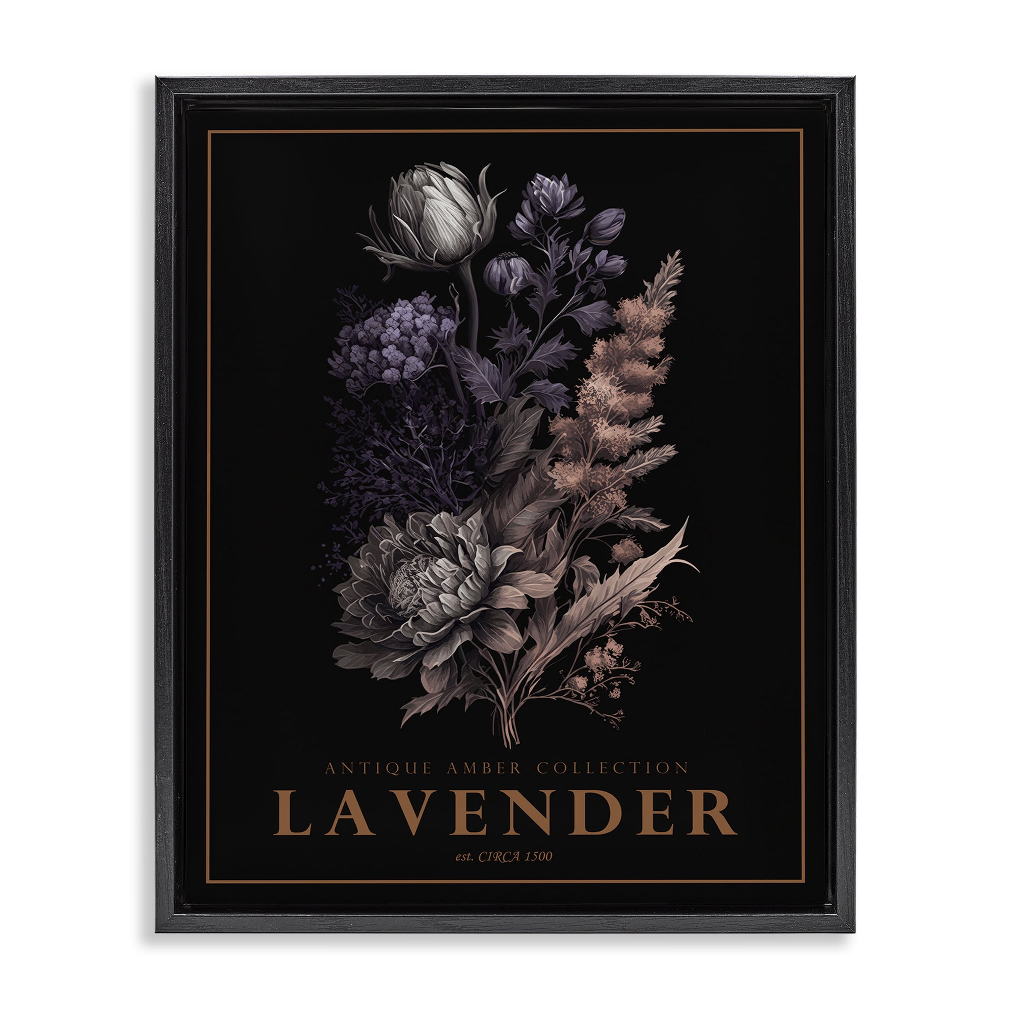 Stupell Industries Antique Lavender Bushel Black Framed Floater Canvas Wall Art, design by Christopher Giampietro